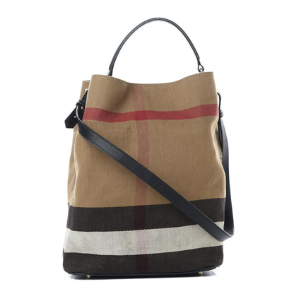 Burberry Canvas Mega Check Medium Ashby Hobo Black 3 of 14
