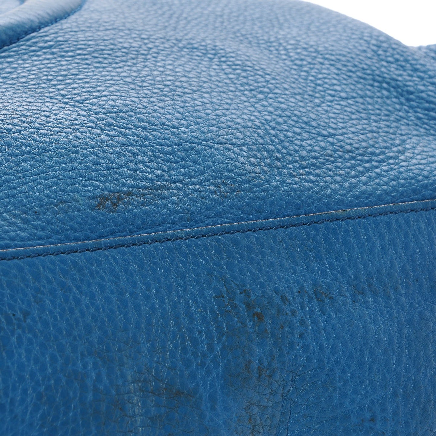 Pebbled Calfskin Large Soho Shoulder Bag Riviera Blue