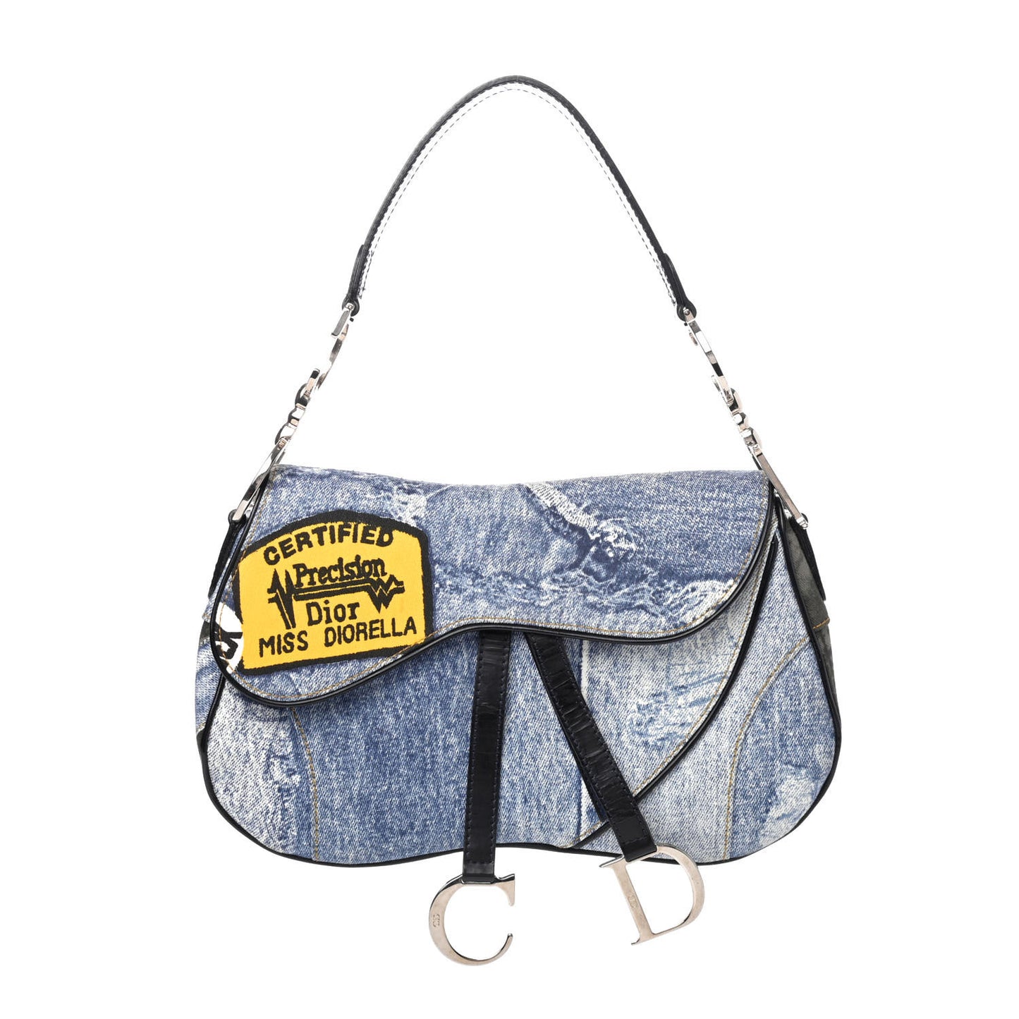 Denim Miss Diorella Double Saddle Bag Blue