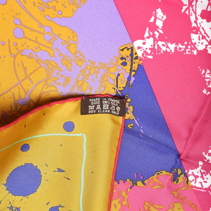 Hermes Silk Surprise Remix Pocket Square Ocre Rose Vif Blanc 4 of 4