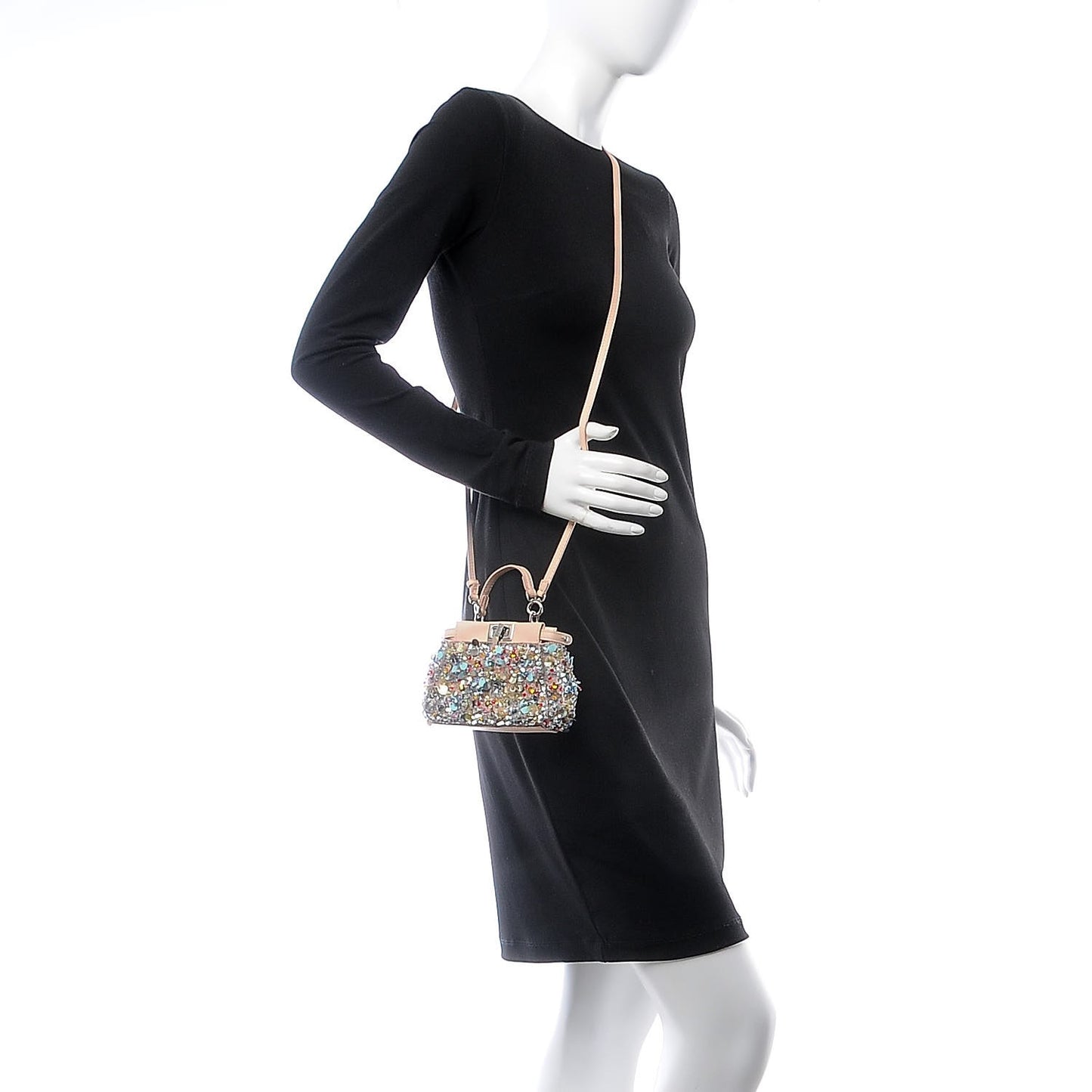 Sequin Embellished Micro Peekaboo Iconic Satchel Blush