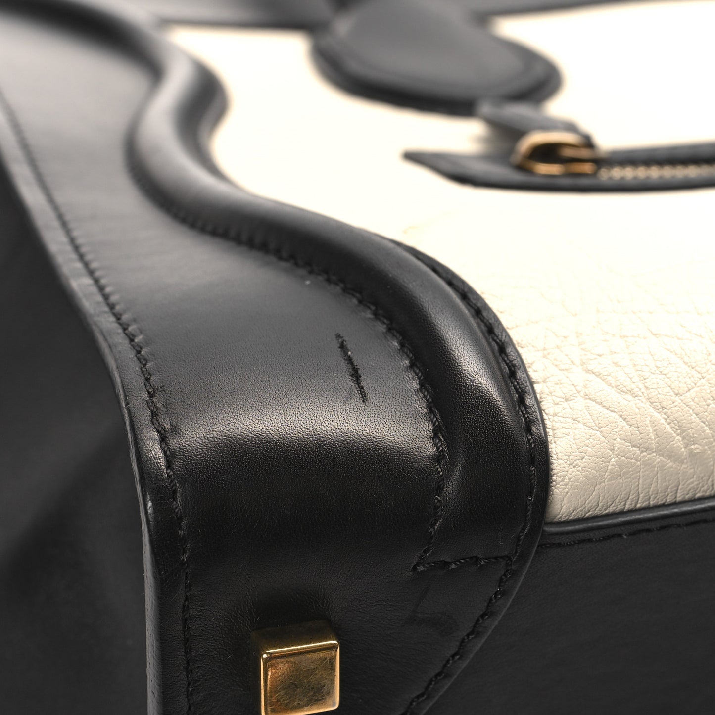 Elephant Calfskin Mini Bi-Color Luggage Black White