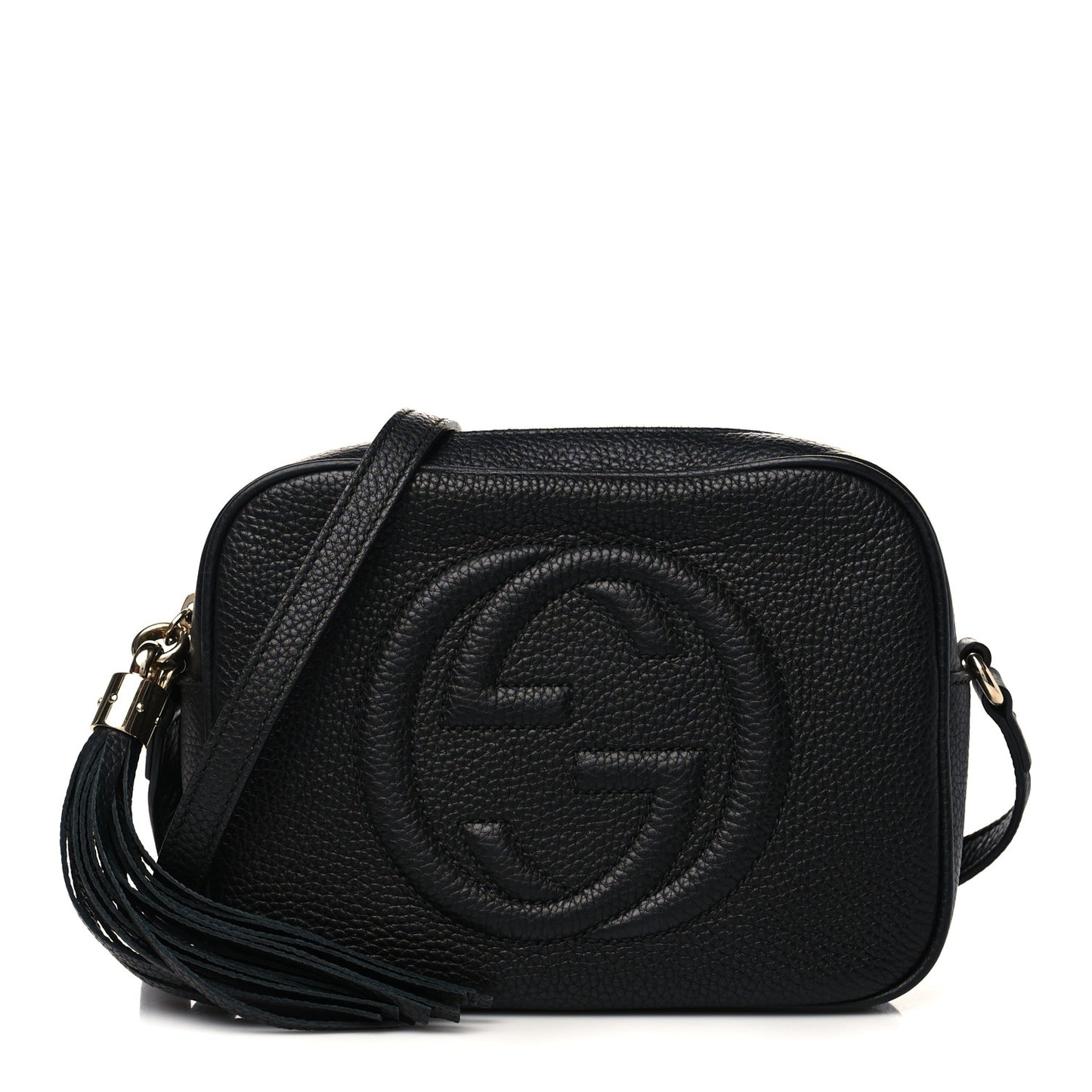 Pebbled Calfskin Small Soho Disco Bag Black