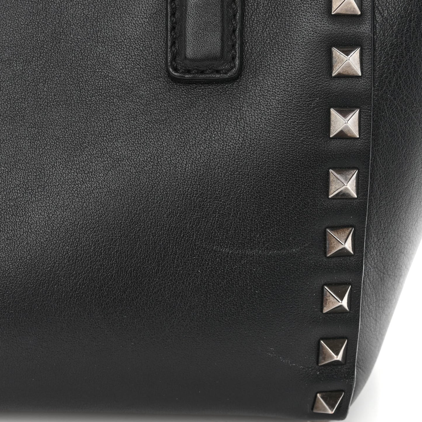 Vitello Mini Rockstud Double Handle Tote Black