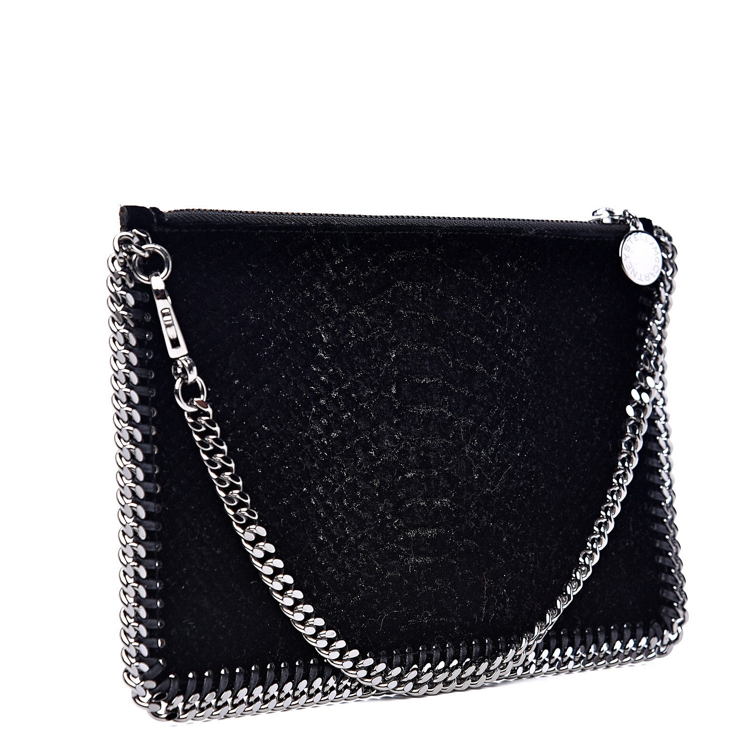 Stella McCartney Metallic Snake Embossed Velvet Falabella Clutch Black 2 of 7