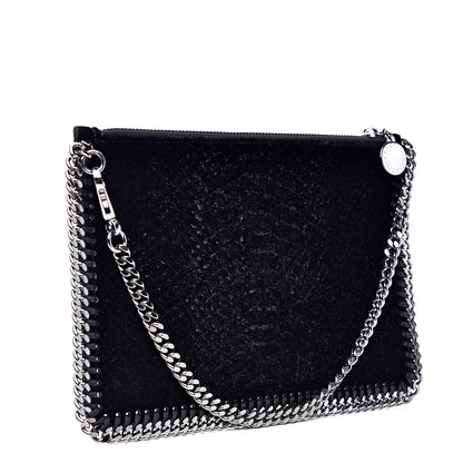 Stella McCartney Metallic Snake Embossed Velvet Falabella Clutch Black 2 of 7