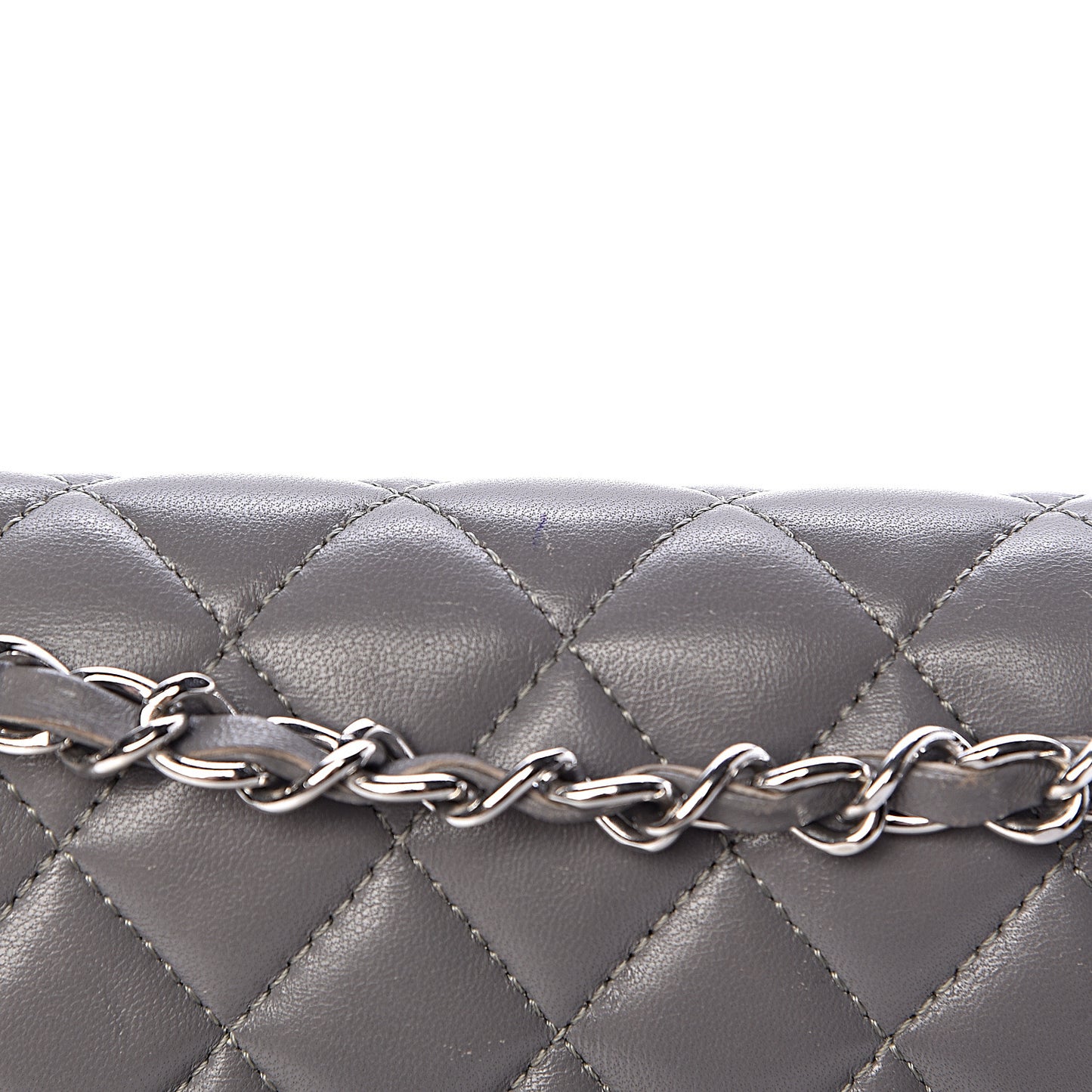 Lambskin Quilted Medium Double Flap Grey