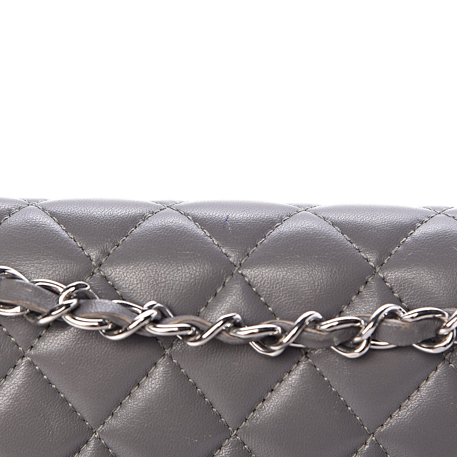 Chanel Lambskin Quilted Medium Double Flap Grey 12 of 21