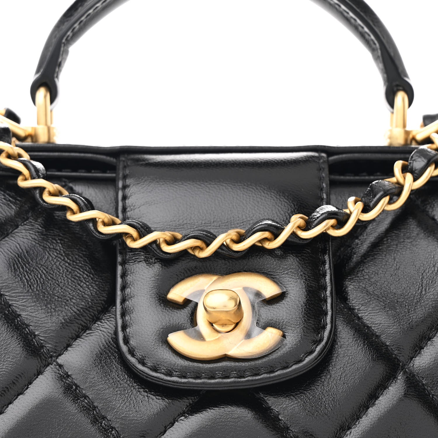 Chanel Shiny Lambskin Quilted Small Cocodoc Top Handle Bag Black 8 of 11
