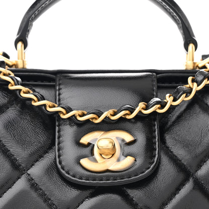 Chanel Shiny Lambskin Quilted Small Cocodoc Top Handle Bag Black 8 of 11