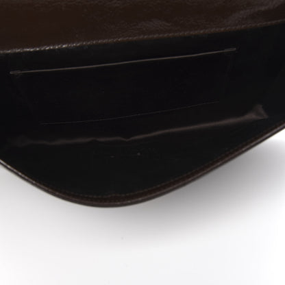 Saint Laurent Textured Patent Calfskin Large Belle De Jour Clutch Dark Brown 5 of 8