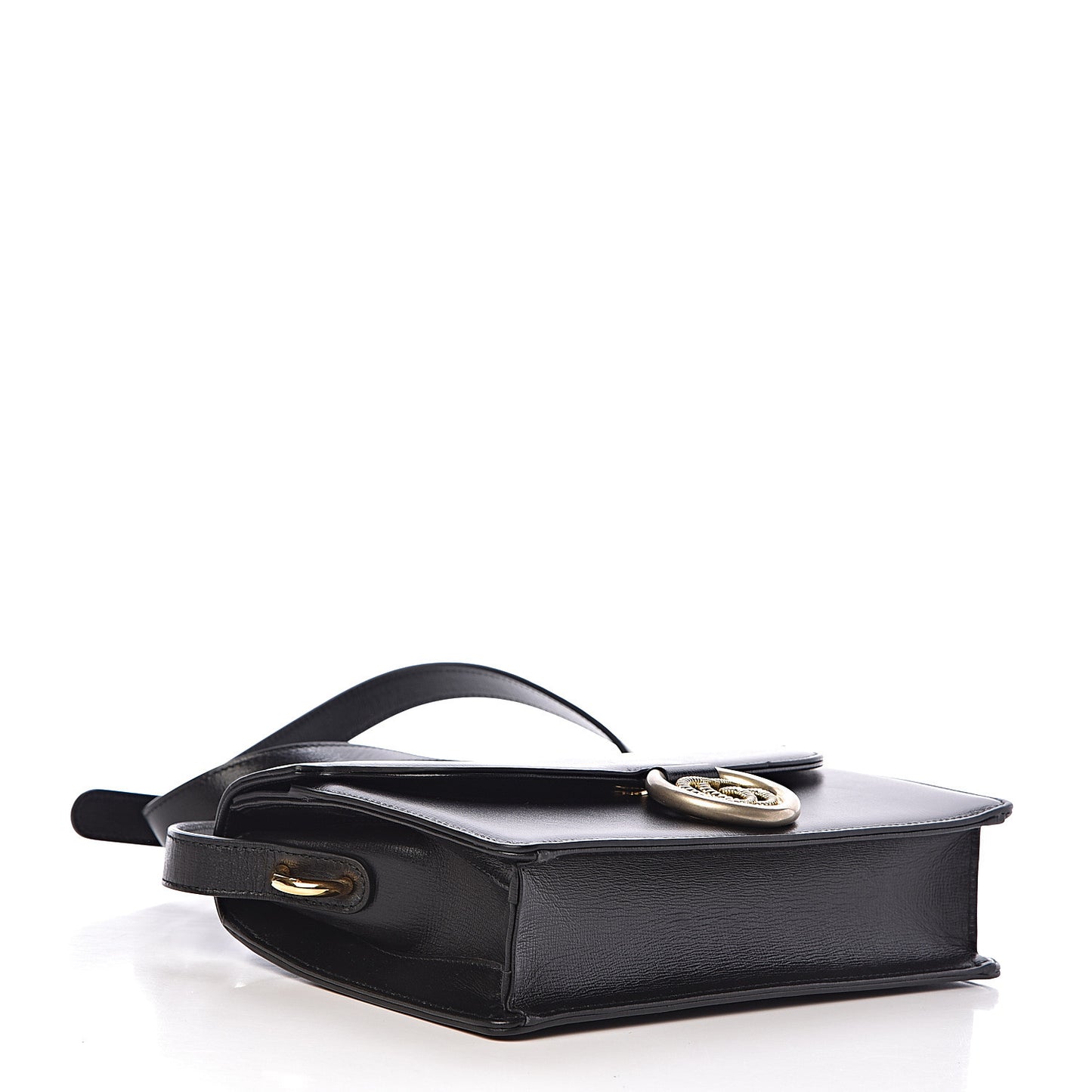 Textured Calfskin Small Torchon GG Ring Shoulder Bag Black
