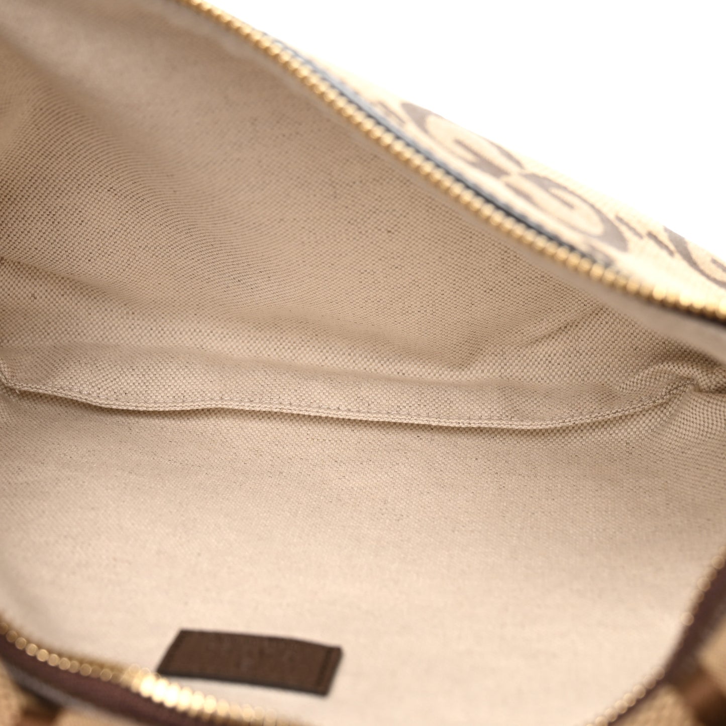 Monogram Jumbo GG Textured Dollar Calfskin Web Belt Bag Camel Ebony New Acero