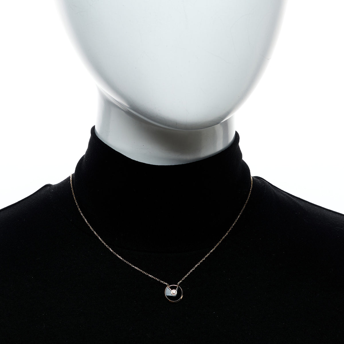18K Pink Gold Diamond Black Onyx XS Amulette de Cartier Pendant Necklace