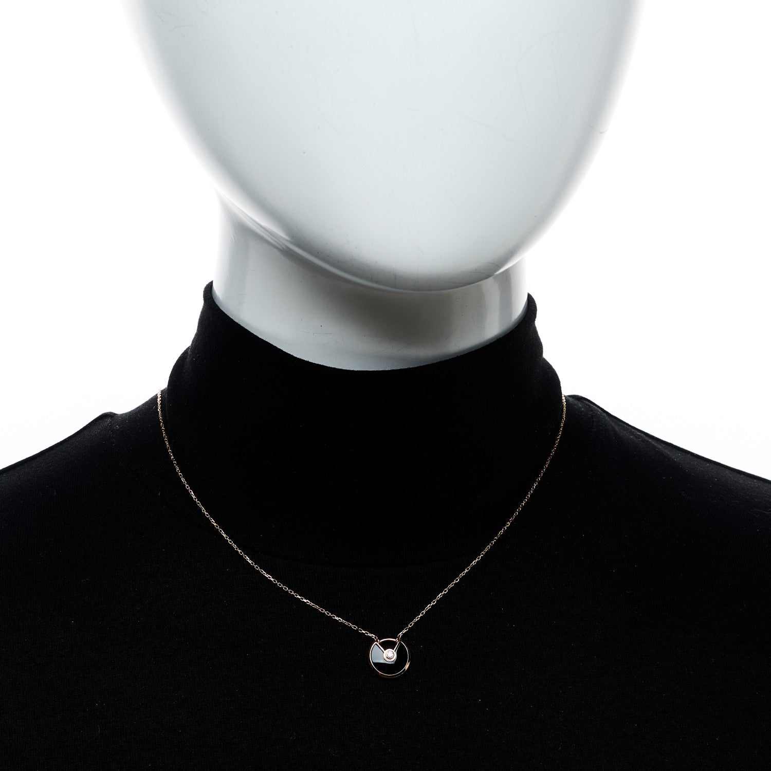 Cartier 18K Pink Gold Diamond Black Onyx XS Amulette de Cartier Pendant Necklace 2 of 5