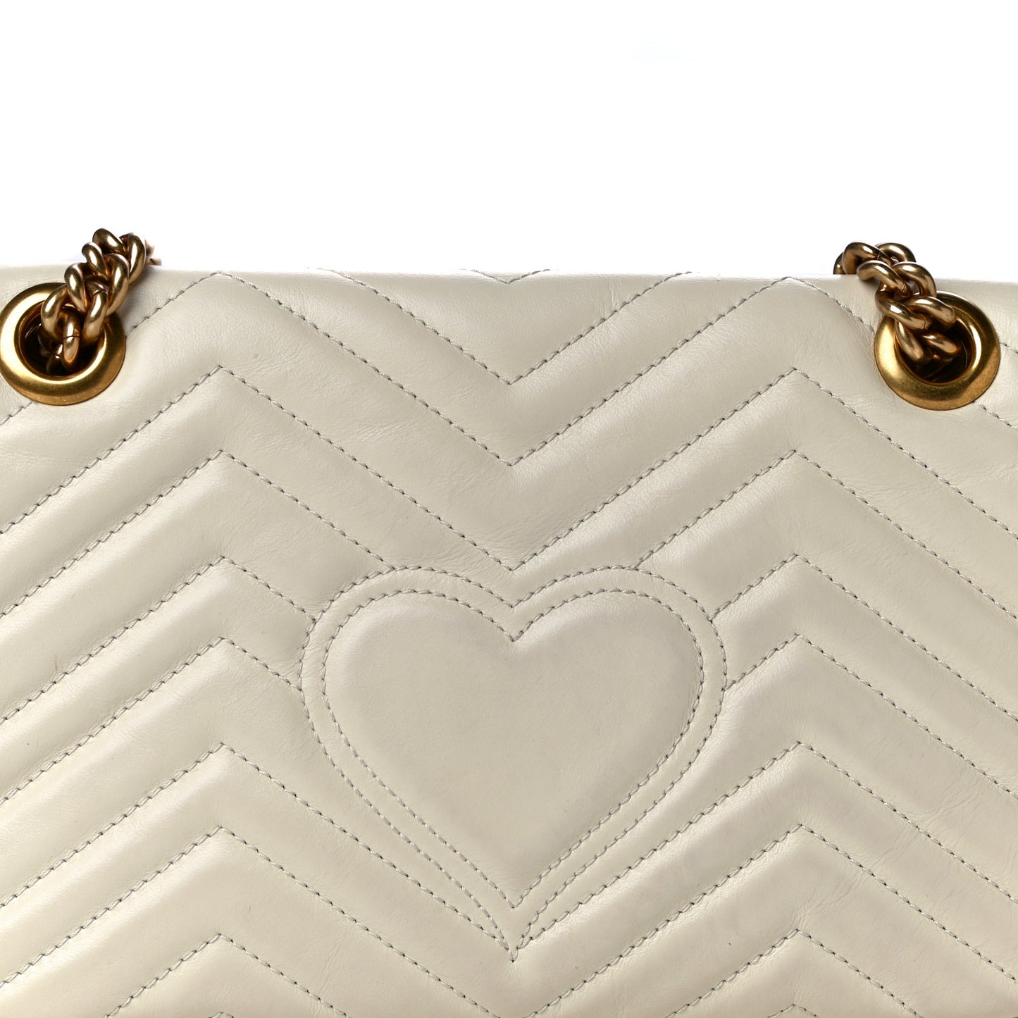 Calfskin Matelasse Small GG Marmont Shoulder Bag White