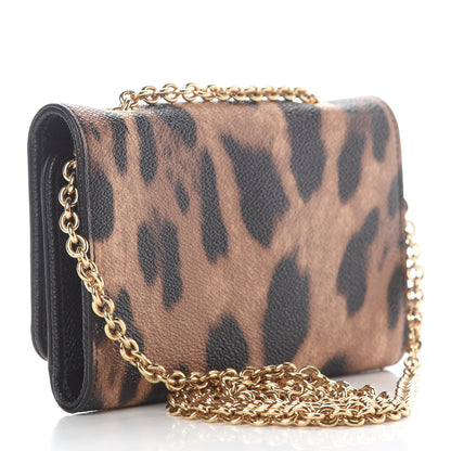 Dolce & Gabbana Dauphine Leopard Print Wallet On Chain Brown Black 2 of 7