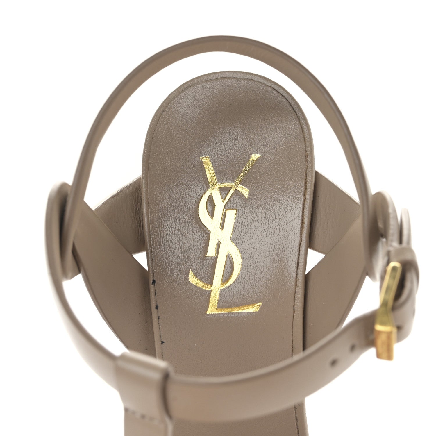 Saint Laurent Calfskin Tribute 75 Platform Sandals 36 Dark Beige 7 of 8