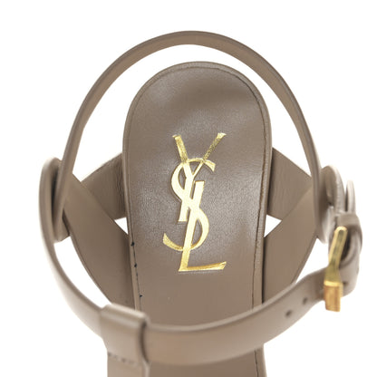 Saint Laurent Calfskin Tribute 75 Platform Sandals 36 Dark Beige 7 of 8