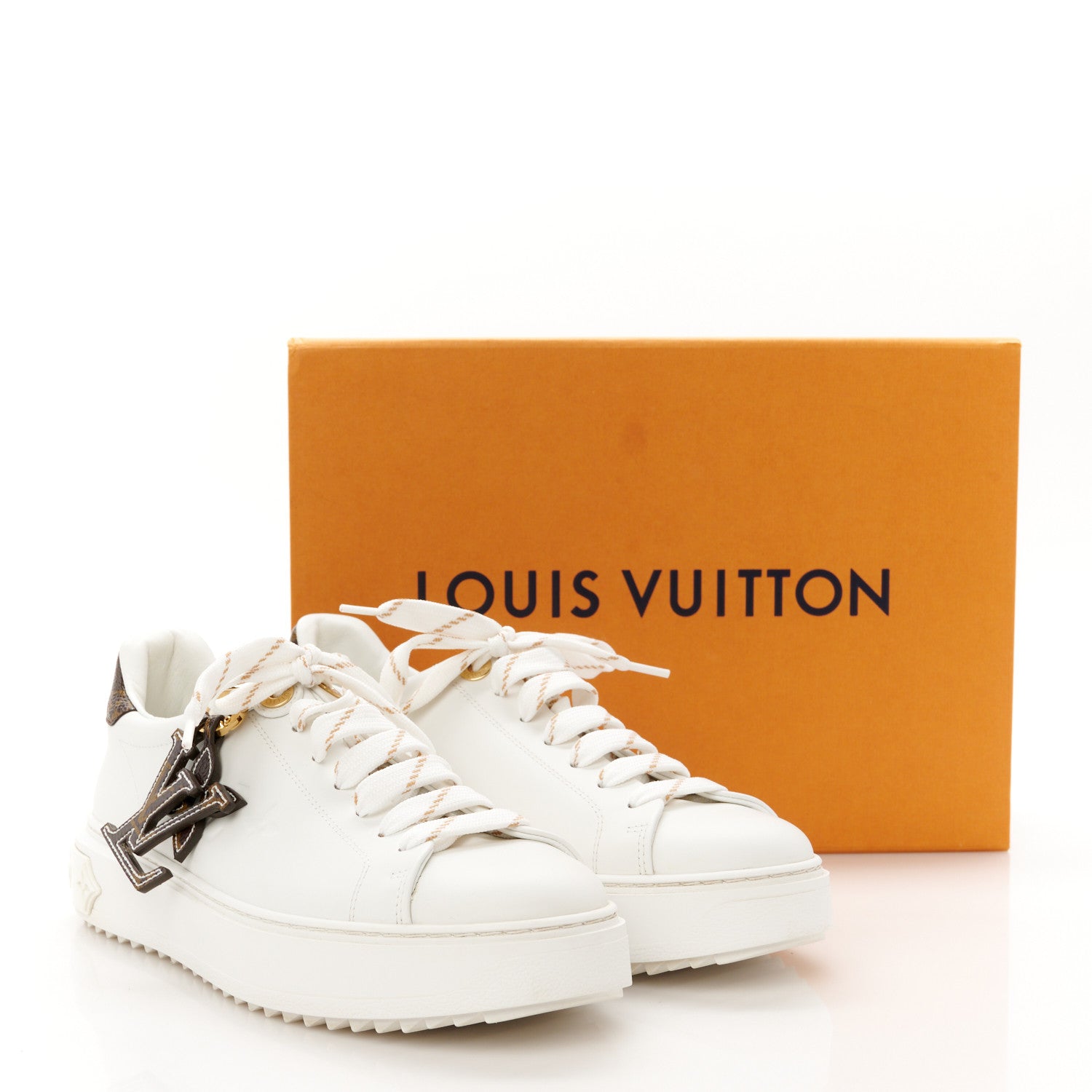 Louis Vuitton Calfskin Monogram Debossed Time Out Sneakers 38 White 11 of 11