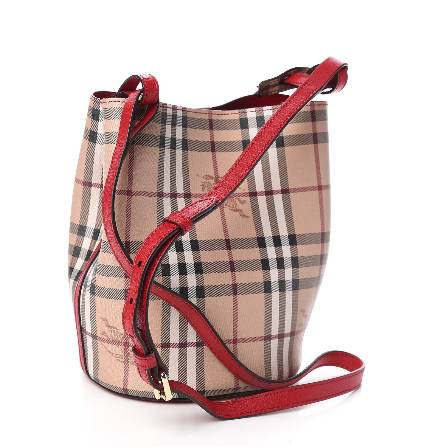 Burberry Haymarket Check Colours Small Lorne Bucket Crossbody Red 3 of 9