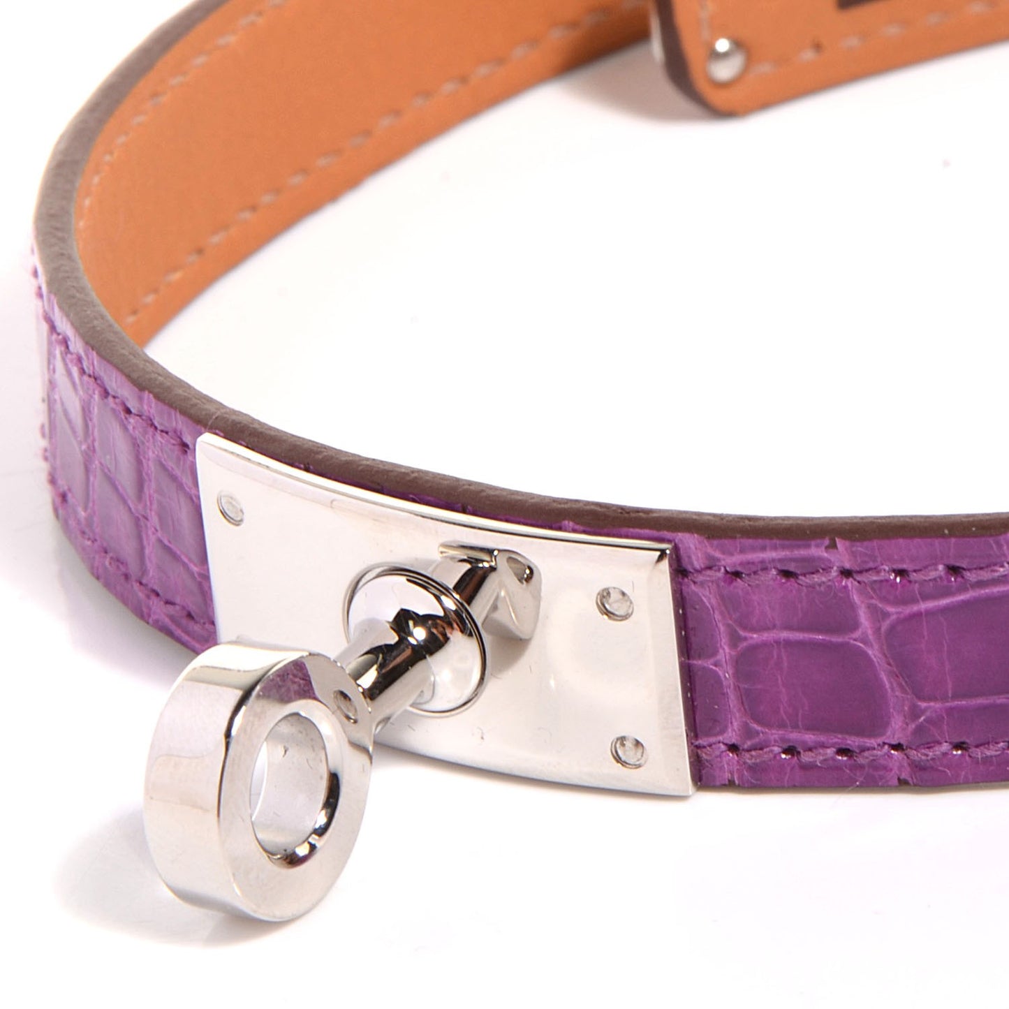 Shiny Alligator Kelly Double Tour Bracelet Small Violet