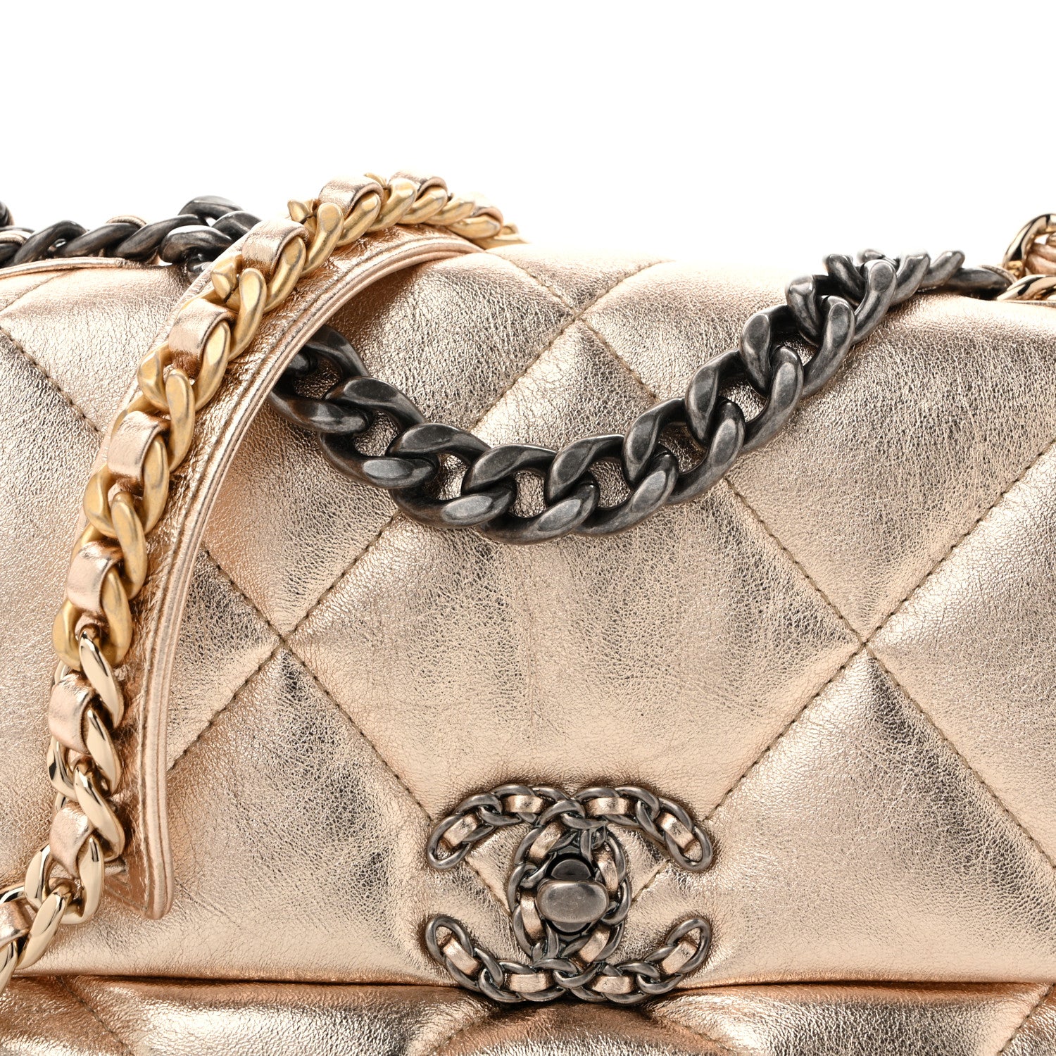 Chanel Metallic Lambskin Quilted Medium Chanel 19 Flap Gold 8 of 11