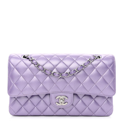 Chanel Iridescent Calfskin Quilted Medium Double Flap Purple 1 of 12