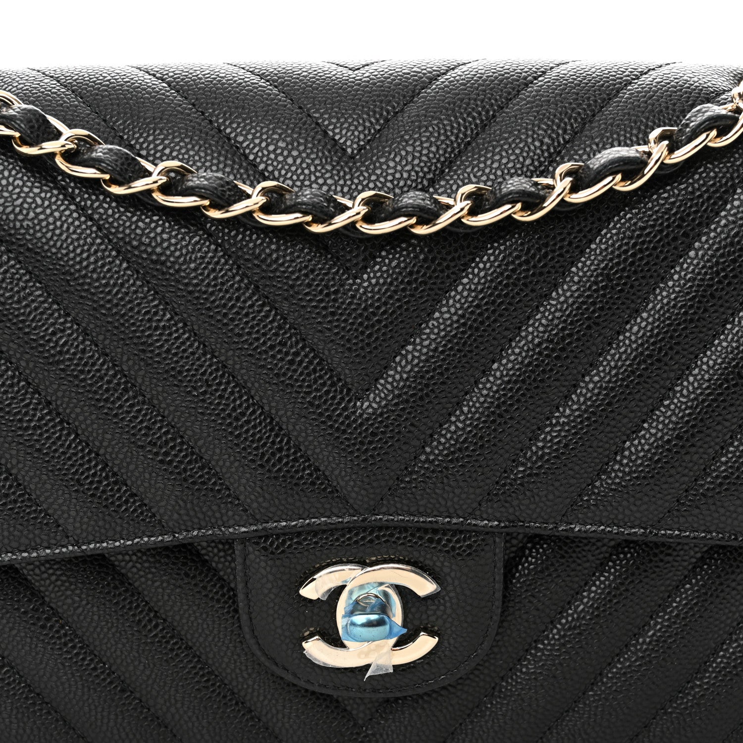 Chanel Caviar Chevron Quilted Medium Double Flap Black 8 of 11