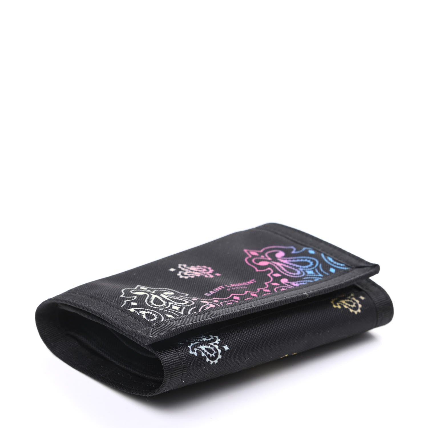 Saint Laurent Nylon Print Bandana Tiny Buffalo Wallet Black 4 of 8