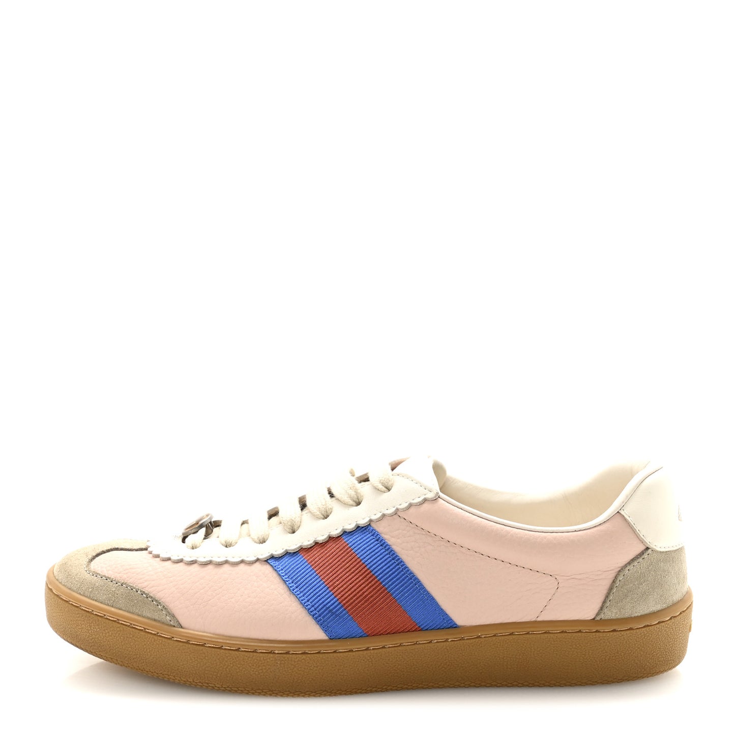Calfskin Suede Web Womens G74 Sneakers 37 Oatmeal Soft Rose