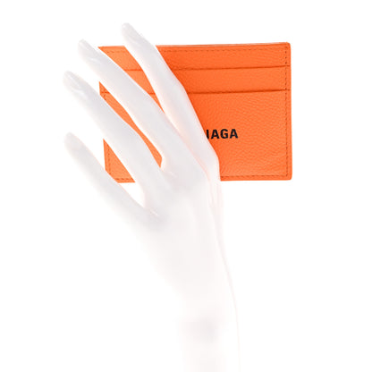 Balenciaga Grained Calfskin Logo Cash Card Holder Pop Orange Black 2 of 9