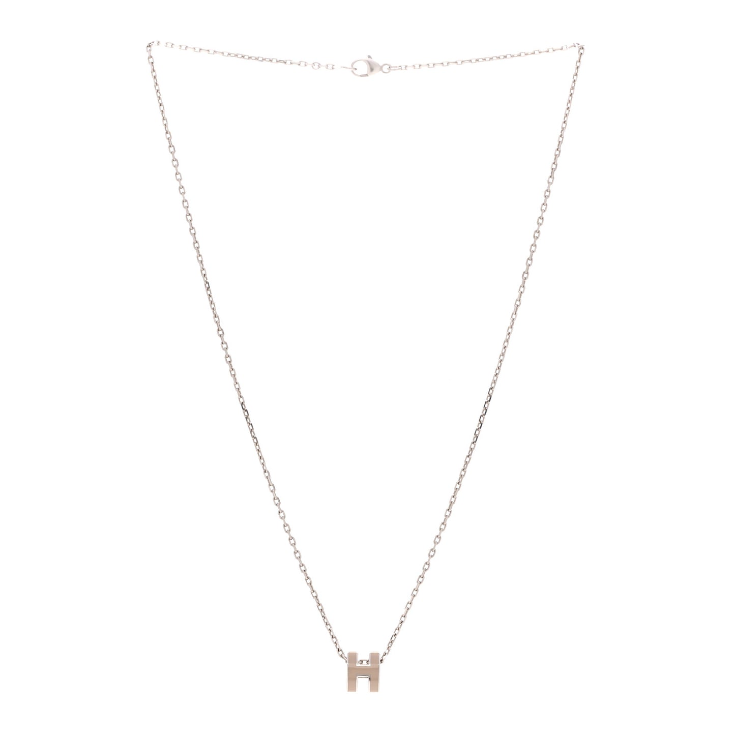 Palladium Mini Pop H Pendant Necklace Marron Glace