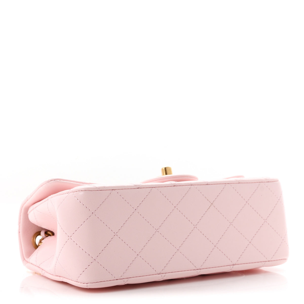 Lambskin Quilted CC Pearl Crush Mini Rectangular Flap Light Pink