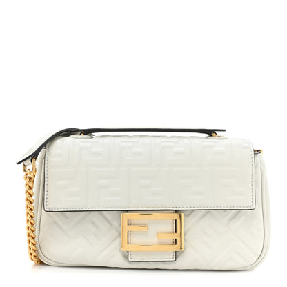 Fendi Nappa Small FF Embossed Midi Chain Baguette White 1 of 10