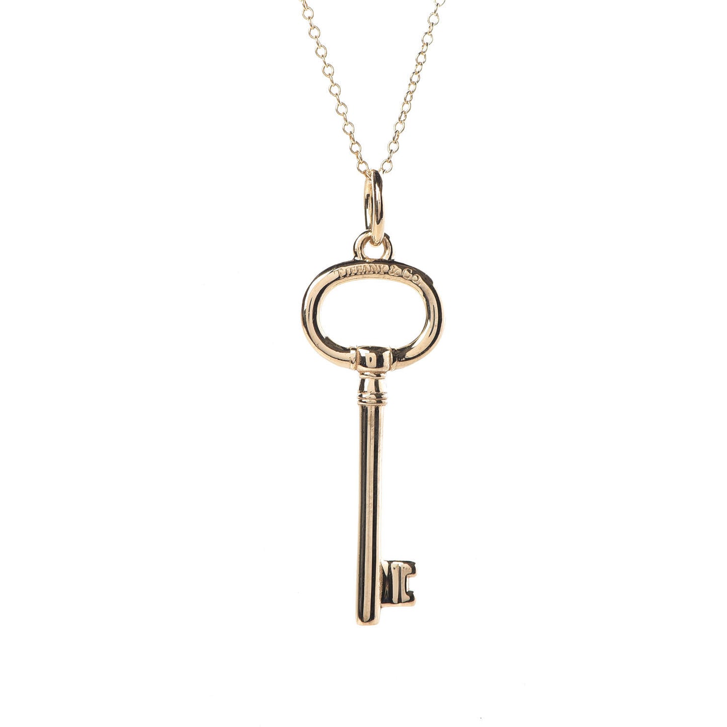 18K Yellow Gold Small Oval Key Pendant Necklace