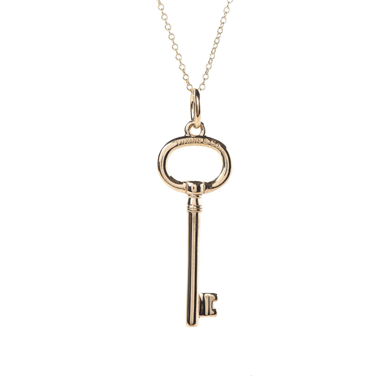 Tiffany 18K Yellow Gold Small Oval Key Pendant Necklace 4 of 7