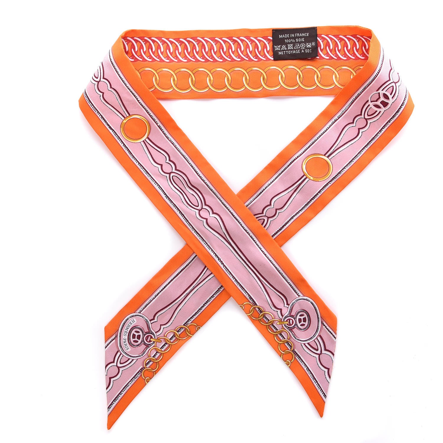 Hermes Silk Maillons Twilly Orange Vieux Rose Gold 1 of 5