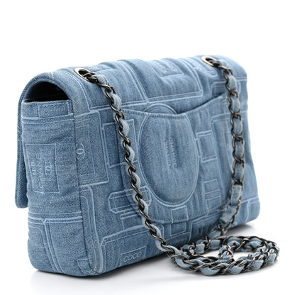 Chanel Denim Embroidered Medium Perfume Bottle Flap Light Blue 3 of 11