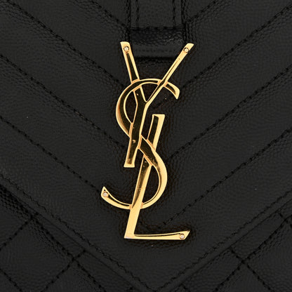 Saint Laurent Grain De Poudre Textured Mixed Matelasse Triquilt Medium Monogram Satchel Black 12 of 14