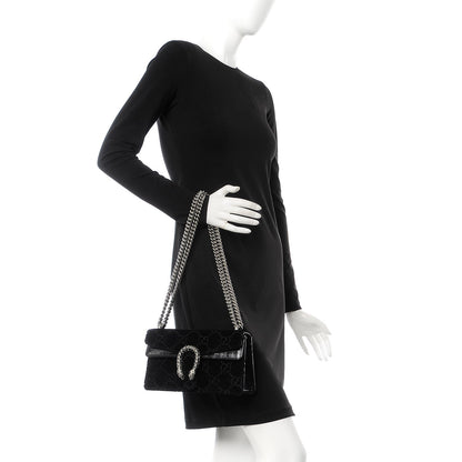 Gucci Velvet Skipper Crystal GG Monogram Small Dionysus Shoulder Bag Black Black Diamond 2 of 8