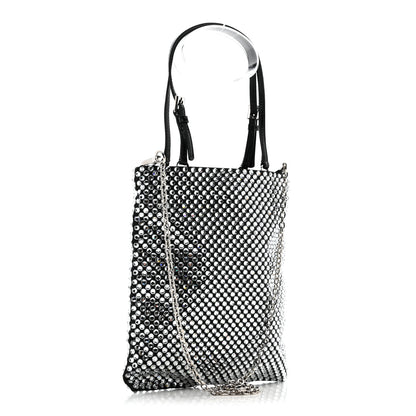 Prada Satin Crystal Metal Triangle Logo Chain Crossbody Handbag Cristal 3 of 10