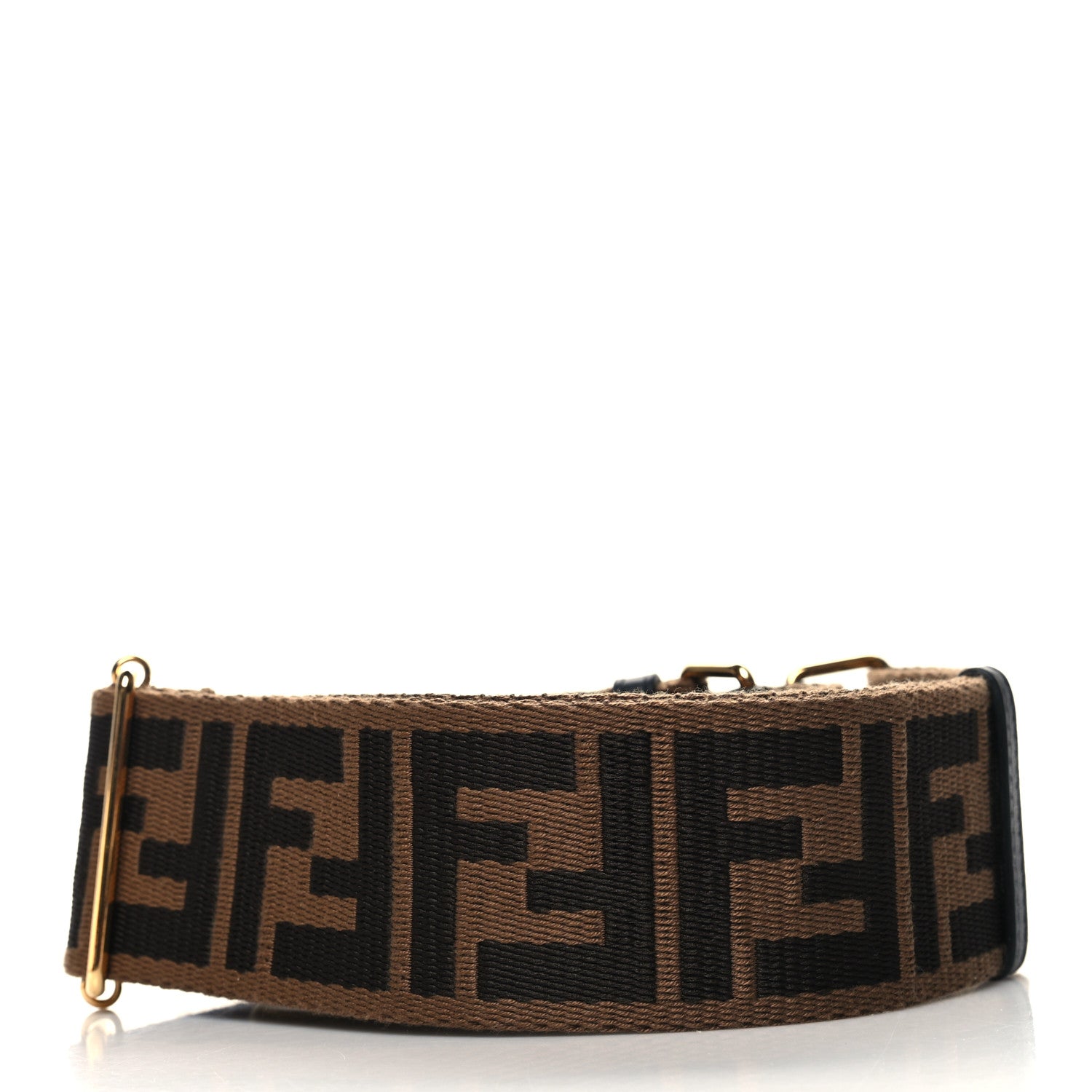 Fendi Ribbon Vitello Seta FF 1974 Adjustable Strap You Fango Marrone Black 2 of 5