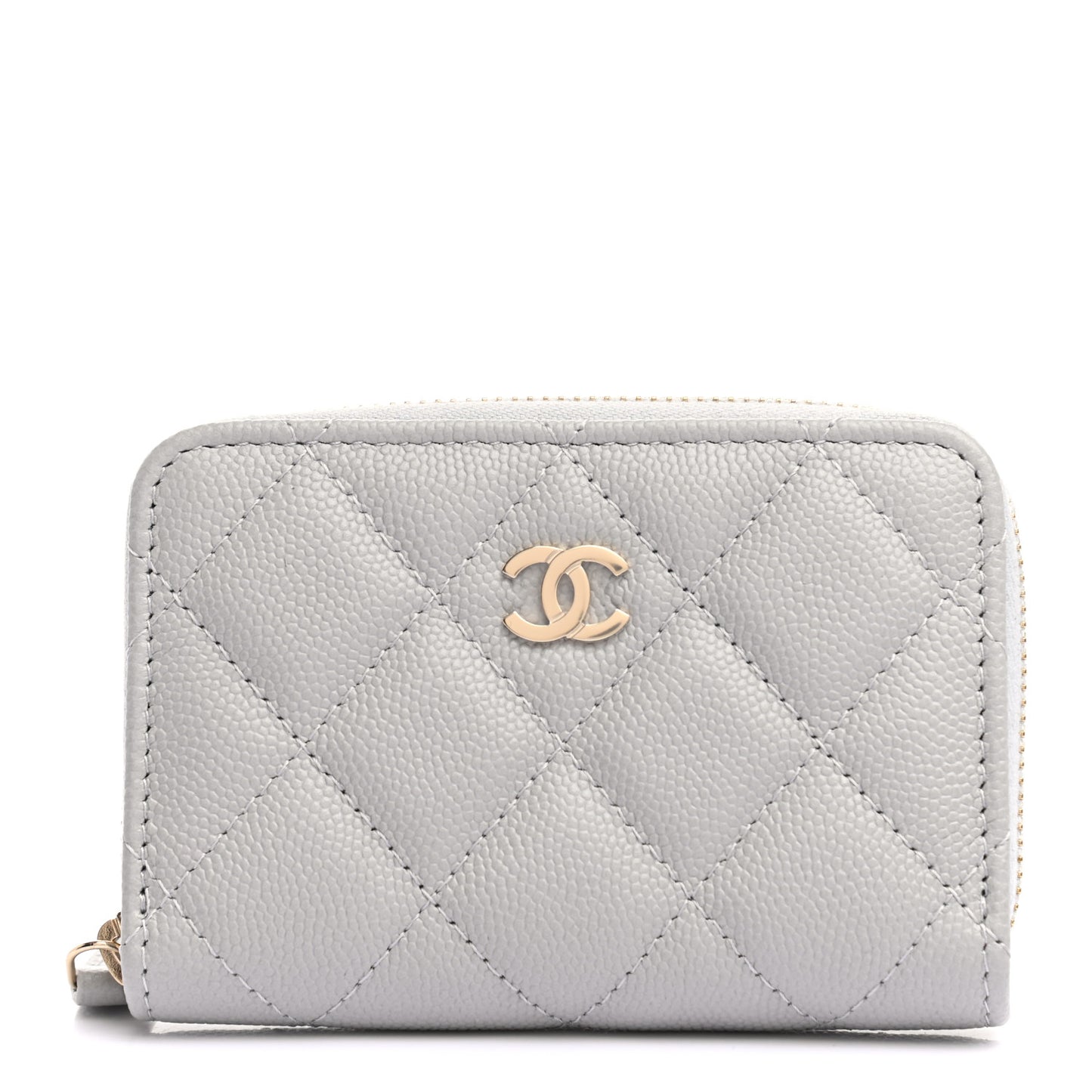 Caviar Quilted Zip Coin Purse Grey