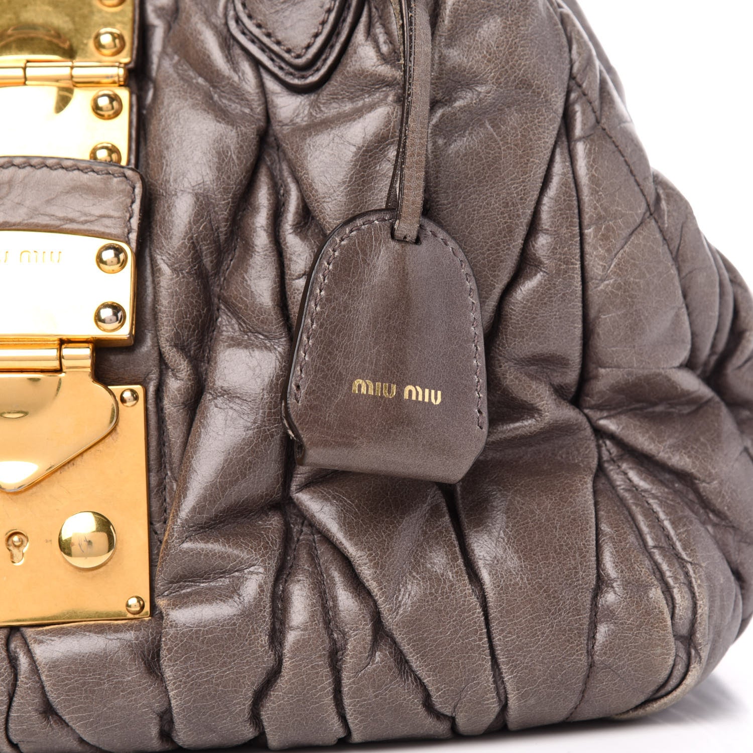 Miu Miu Nappa Matelasse Top Handle Satchel Fumo 11 of 12
