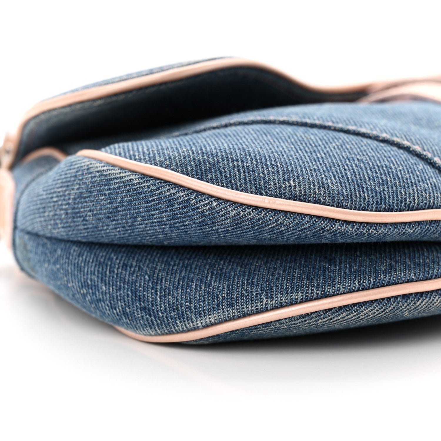 Christian Dior Patent Denim Jeans Saddle Bag Blue Pink 9 of 15