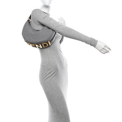 Fendi Wool Vitello Grace Small Houndstooth Small Fendigraphy Hobo Bag Grigio Anthracite 2 of 11
