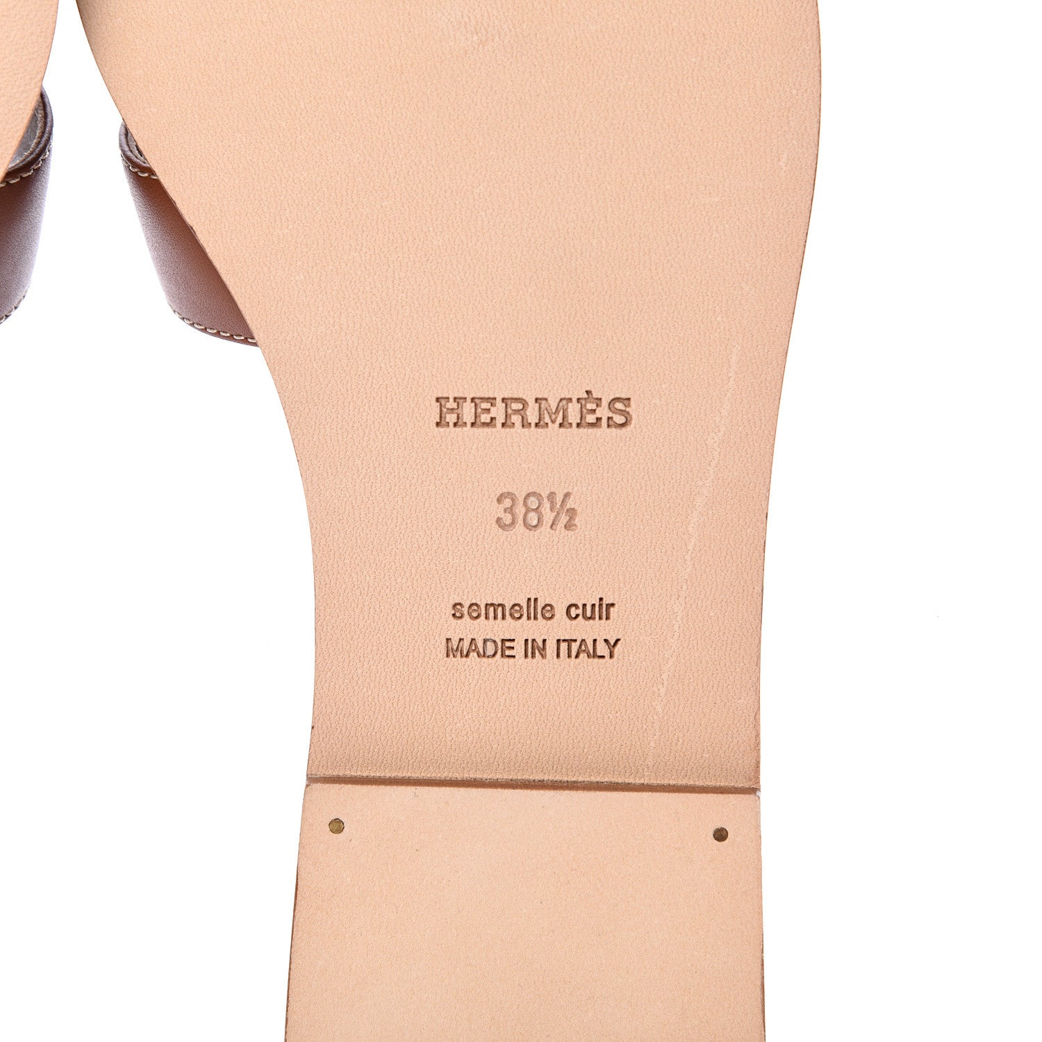 Hermes Box Calfskin Oran Sandals 38.5 Gold 6 of 8
