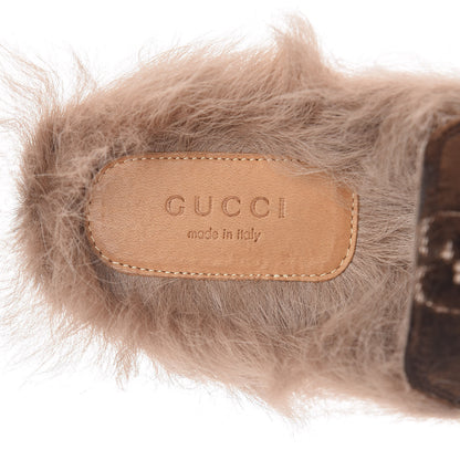 Gucci Velvet GG Monogram Fur Womens Princetown Slippers 36 Brown Black Natural 6 of 8