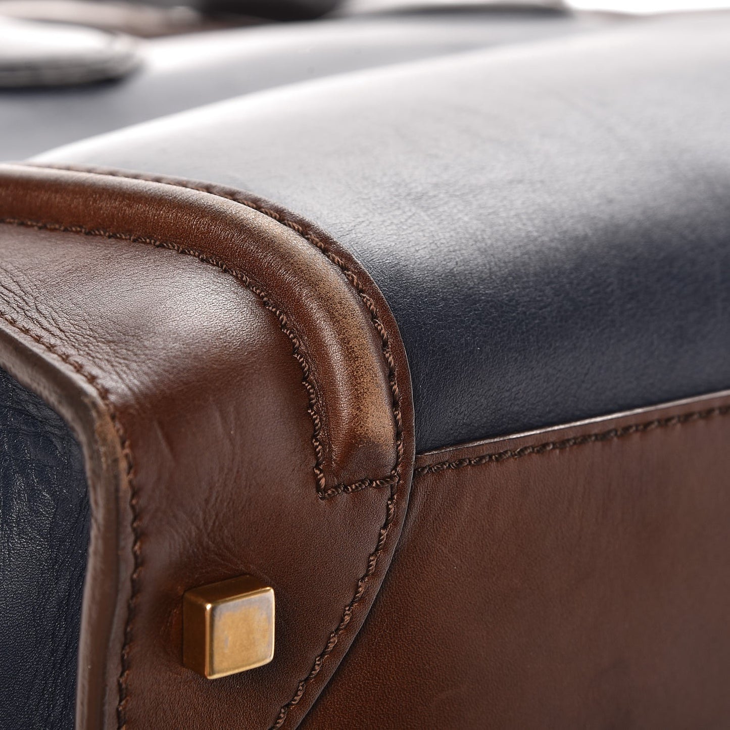 Smooth Calfskin Mini Tri-Color Luggage Navy Blue